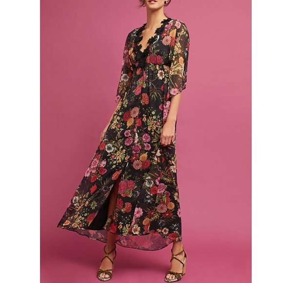 FARM Rio Dresses & Skirts - Farm Rio sheer kimono sleeve Laina maxi dress